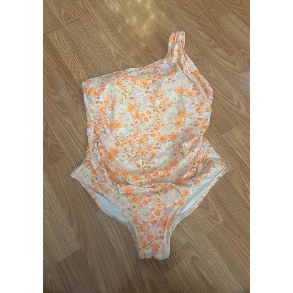 Kona Sol One Shoulder Floral Swimsuit Size 14W